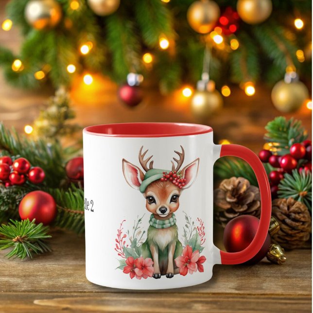 Cerf de Noël avec Mug Casquette vert (Créateur téléchargé)