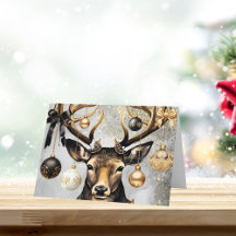 Cerf de Noël d'hiver - Carte de Noël personnalisée
