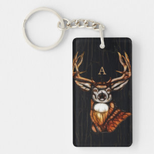 Cerf en Bois de Monogramme Unique de Campagne Rust