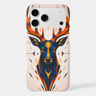 Cerf géométrique orange et bleu Art polygonal