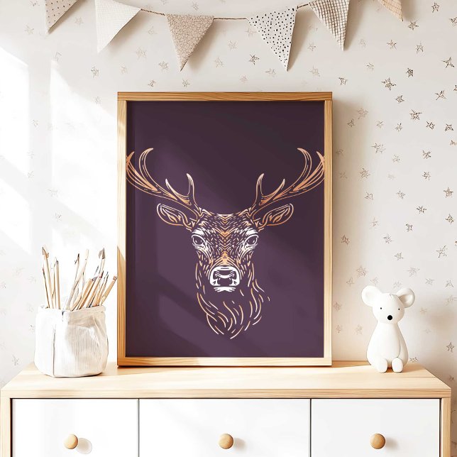Cerf | Impression murale d'animal de forêt (Woodland Deer Nursery Wall Art Poster Print by TinkPrints.)