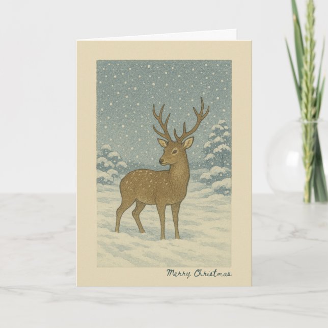 Cerf japonais - Carte de Noël (Devant)