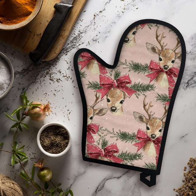 Cerf mignon avec Bow rouge | Noël rose (Créateur téléchargé)