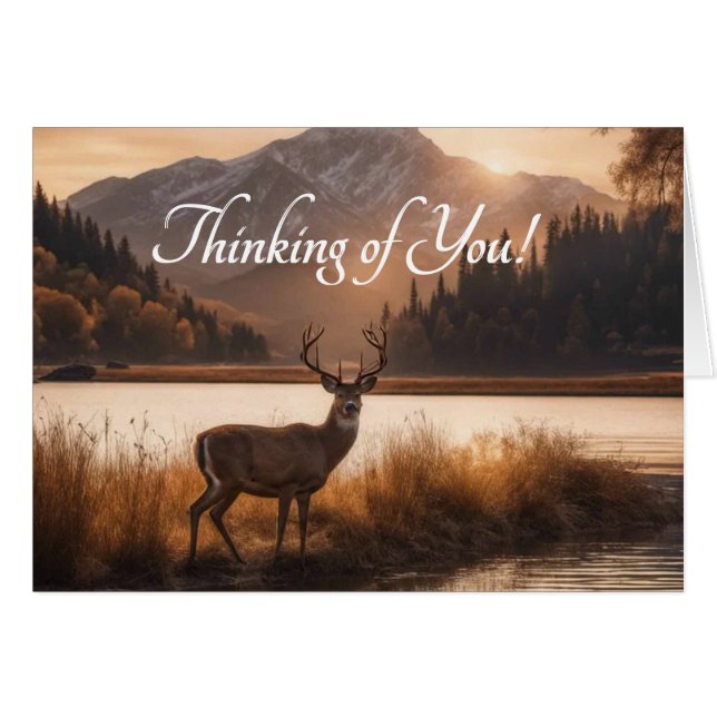 Cerf sur le lac Mountain Blank à l'intérieur (Devant horizontal)