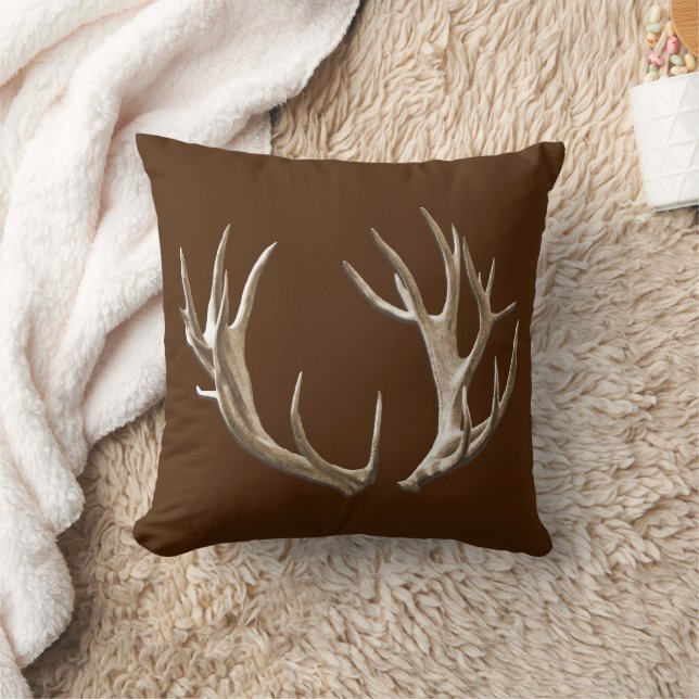 Cerfs Antlers Animaux Brown Nature Oreiller (Couverture)