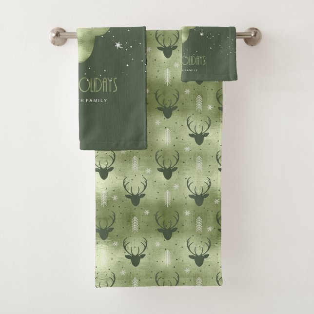 Cerfs Antlers Flèches Motif de Noël Vert ID861 (En situation)