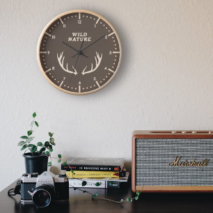 Cerfs Antlers & Wild Nature Horloge murale