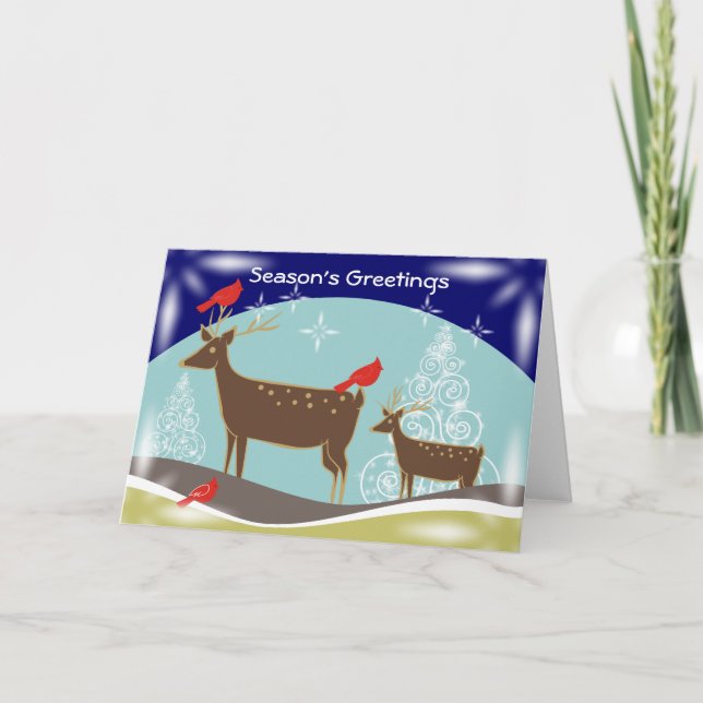 Cerfs communs, arbres de Noël et cartes de voeux (Devant)