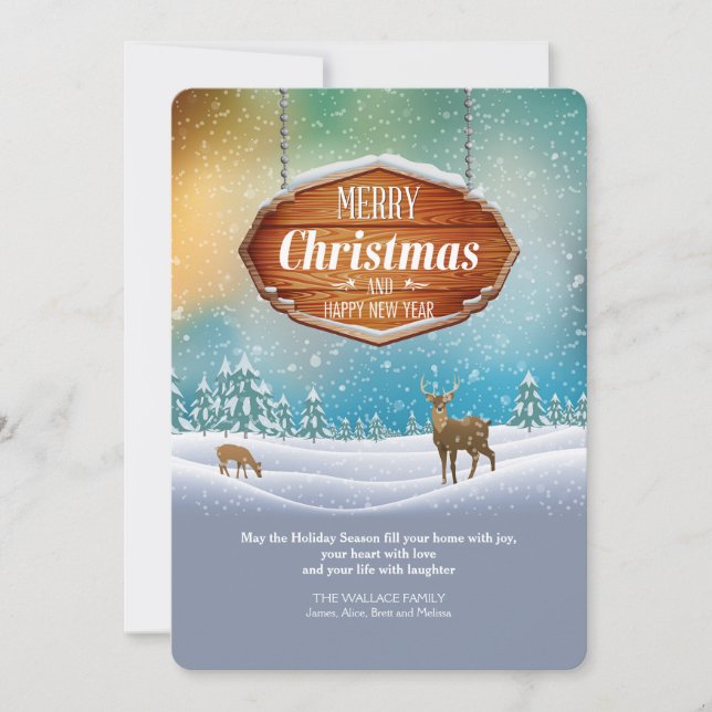 Cerfs communs dans la carte de voeux de Noël de (Devant)