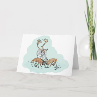 Cerfs communs rouges nains avec la carte de renne