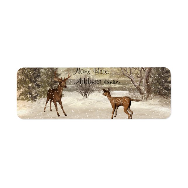 Cerfs en Étiquette de adresse d'hiver (Devant)