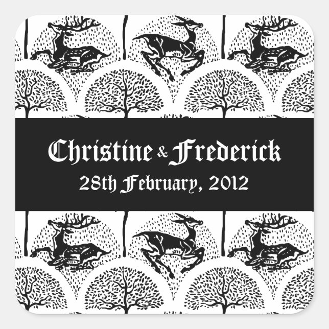 Cerfs et arbres médiévaux, autocollants souvenirs (Devant)