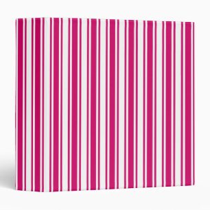 Cerise and white candy stripes binder