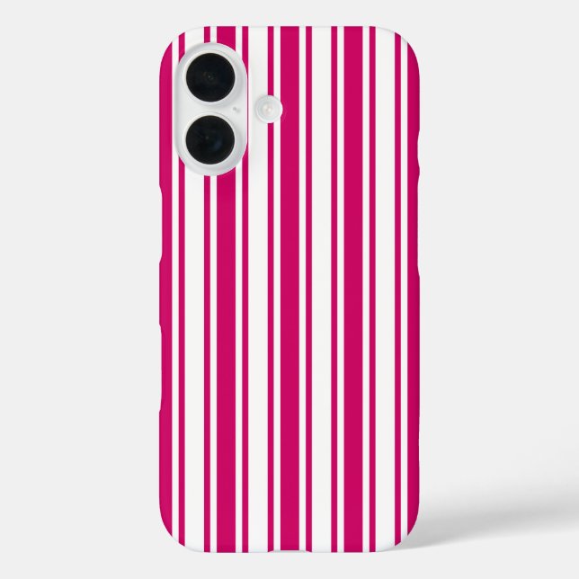 Cerise and white candy stripes Case-Mate iPhone case (Back)