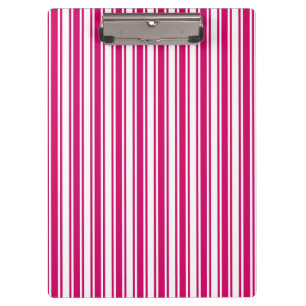 Cerise and white candy stripes clipboard
