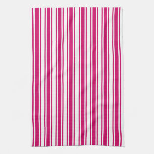 Cerise and white candy stripes kitchen towel