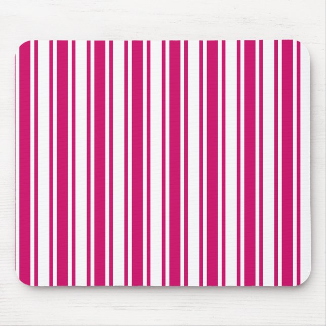 Cerise and white candy stripes mouse pad (Front)
