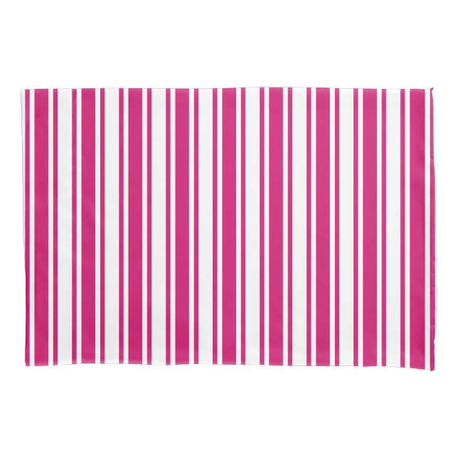 Cerise and white candy stripes pillowcase (Front)