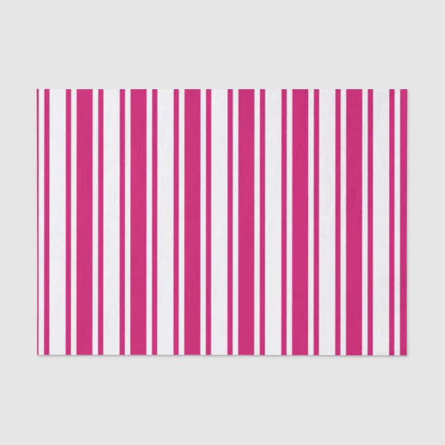 Cerise and white candy stripes tissue paper (Front)