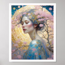 Cerise Blossom Femme Cercles Art Déco Or rose