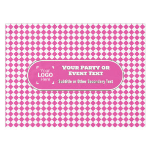 Cerise Diamonds - Custom Central Text & Logo Event Tablecloth