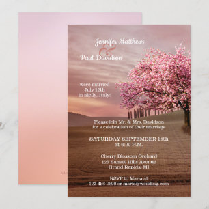 Cerise Fleur Orchard Après Faire-part de mariage