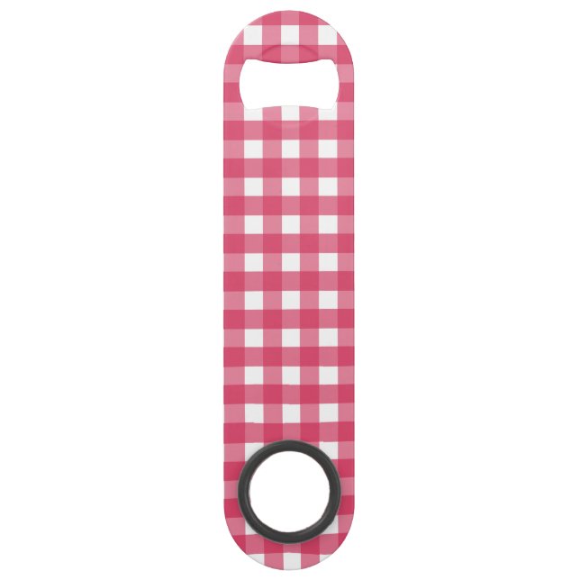 Cerise gingham bar key (Front)