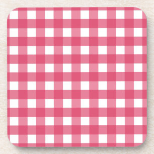 Cerise gingham coaster
