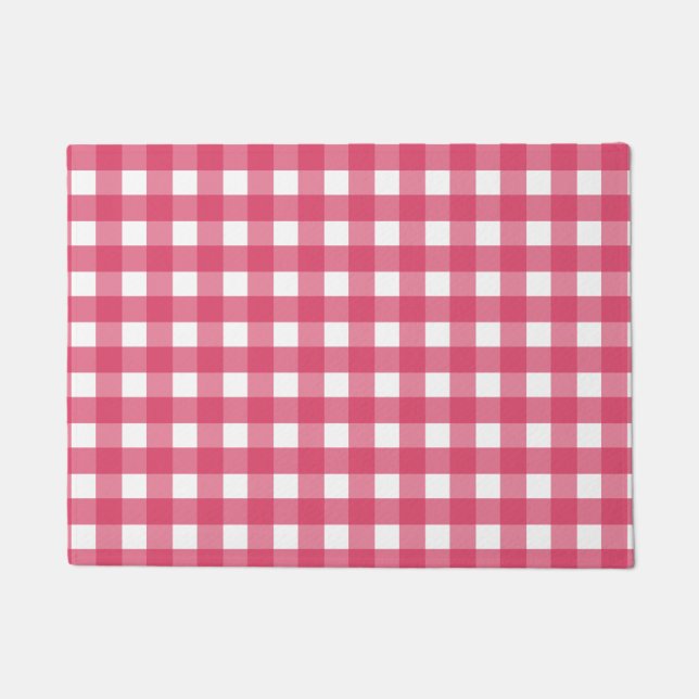 Cerise gingham doormat (Front)