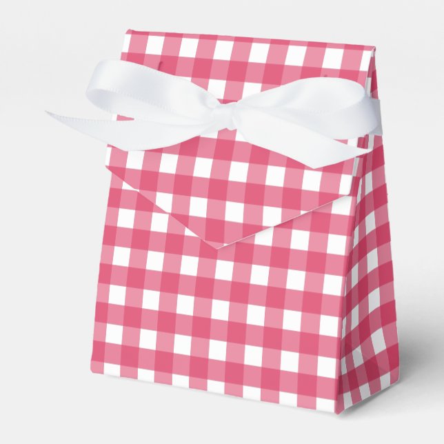 Cerise gingham favor box (Front Side)
