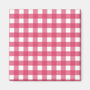 Cerise gingham magnet