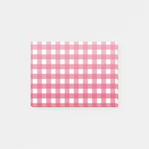 Cerise gingham post-it notes