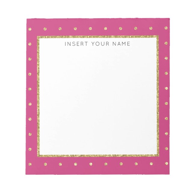 Cerise & Gold Personalized Notepad 5.5" x 6" (Front)