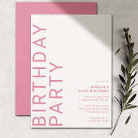 Cerise Hot Pink | Modern Girly Any Age Birthday