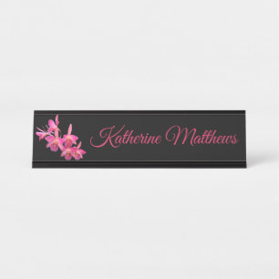 Cerise, Hot Pink, Red, Orchids Hanging Name Plate