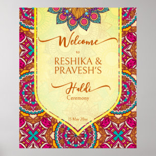 Cerise mandala rangoli joint haldi welcome sign