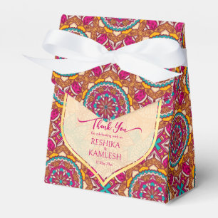 Cerise mandala rangoli wedding personalized name favor box