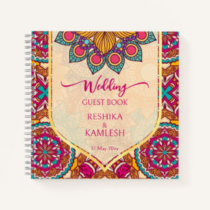 Cerise mandala rangoli wedding personalized name n notebook