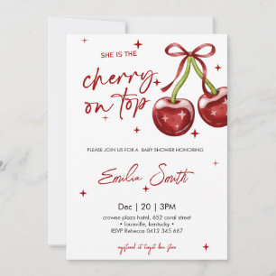 Cerise mignonne sur invitation Baby shower supérie