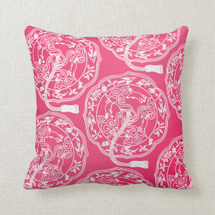 cerise oriental art design Throw Pillow
