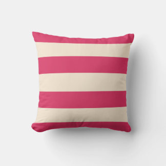 Cerise Pink and Antique White Stripes Throw Pillow