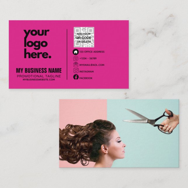 Cerise Pink Business Card Logo design Template (Front/Back)