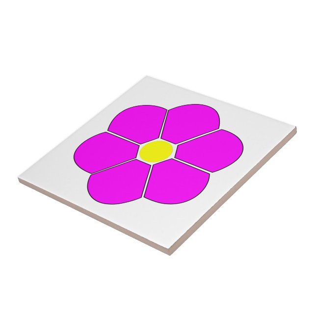 Cerise Pink Flower Design Tile (Side)