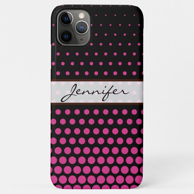 Cerise Polka Dot Elegant Modern Black Case-Mate iPhone Case (Back)