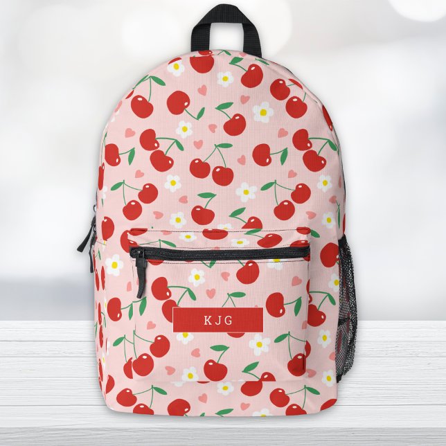 Cerise rose et rouge | Sac à dos motif de margueri (Créateur téléchargé)