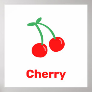 Cerise rouge avec poster de mots