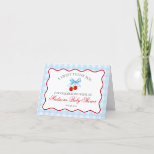 Cerise Sweet Blue Coquette Carte de remerciements 