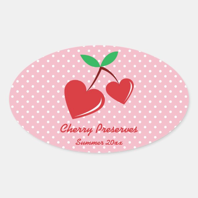 Cerises du Coeur Rouge Préserve Étiquette Pot blan (Devant)