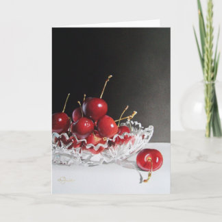 Cerises et carte de voeux en cristal