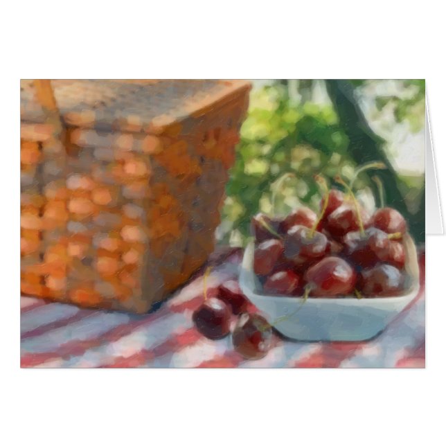 Cerises et panier de pique-nique (Devant Horizontal)